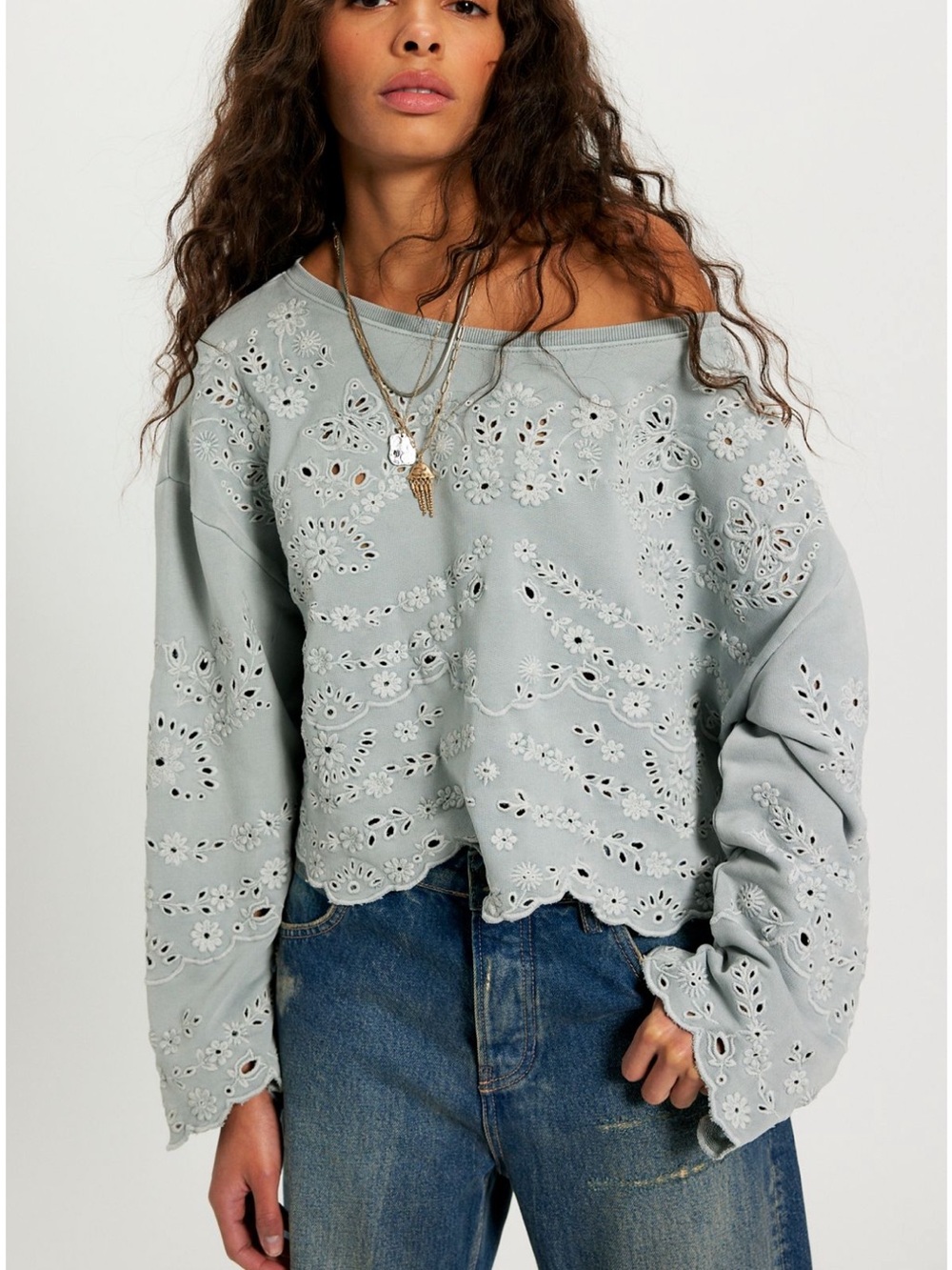 Free People Iris Sweatshirt in Blue